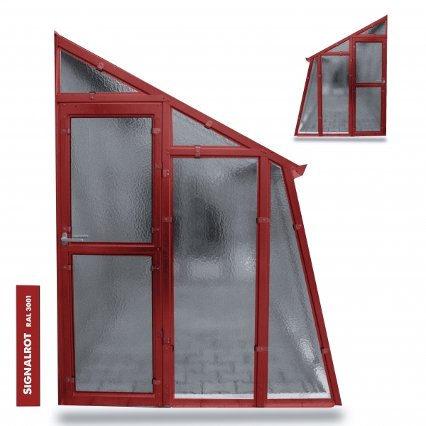 Vario Stahl Anlehngewächshaus Casa 4,5 Nörpelglas BxL 152x452cm 6,9m² Rot